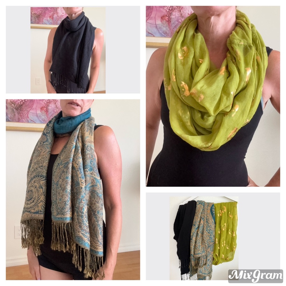 bundle (3) Women's Scarves Wraps Cashmere, infinity $120